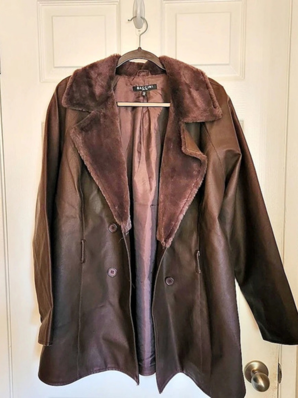 Baccini Faux Fur Collar Coat Brown Size 2X